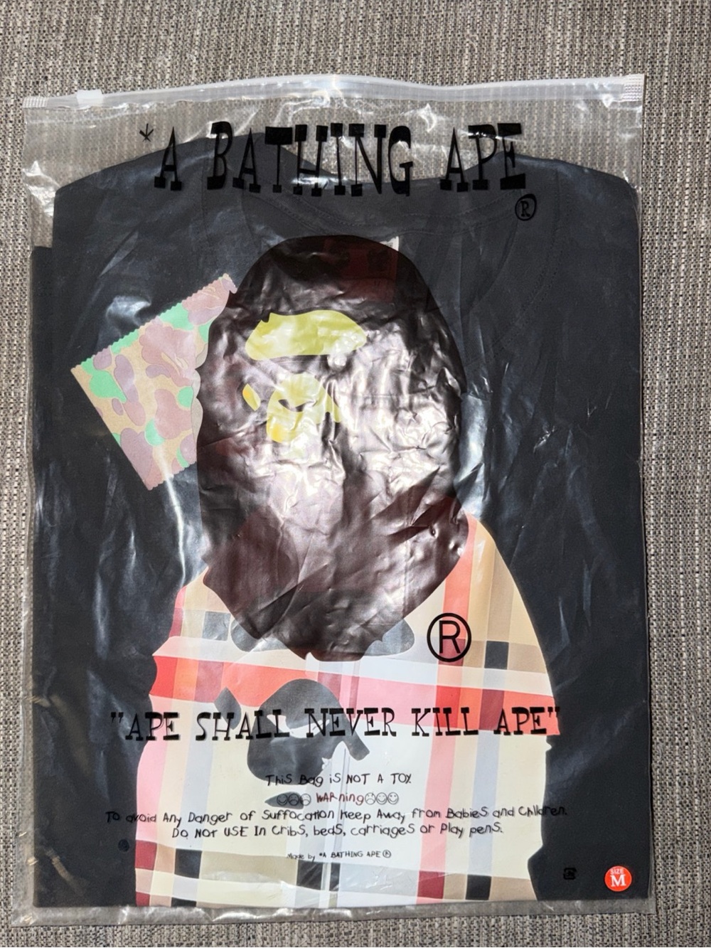 Men’s medium brand new A Bathing Ape Burberry T Shirt
